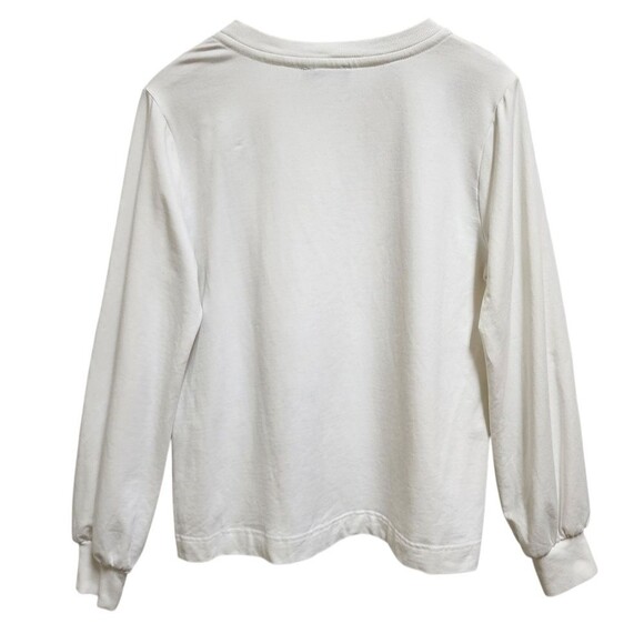 Karl Lagerfeld Sweatshirt Womens Sz M White Black Modal Crochet Lace Long Sleeve - Picture 2 of 10